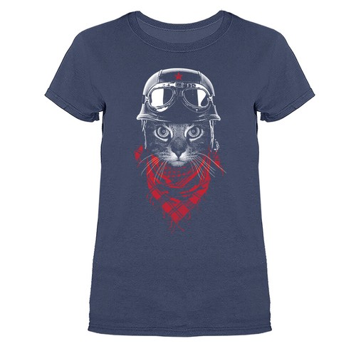 T-Shirt Abenteurer Katze Biker Motorrad Tiere Haustier lustig Witz Humor humorvoll - Bild 10 von 10