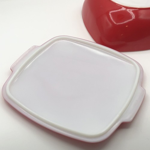 Cazuela cuadrada de vidrio rojo Pyrex vintage 525B A-16 cuenco cubierto tapa 525-C - Imagen 10 de 19