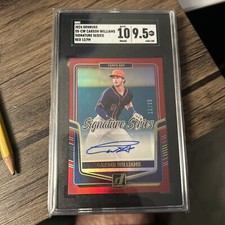 2024 Panini Donruss Carson Williams Red Signature Series Auto 12/99 SP SGC 9.5