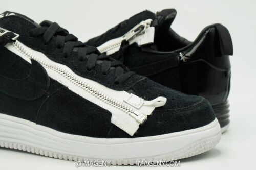 NIKE AIR FORCE 1 LUNAR LOW TAGLIA 11,5 ACRONIMO NERO BIANCO 698699 001 - Foto 2 di 9