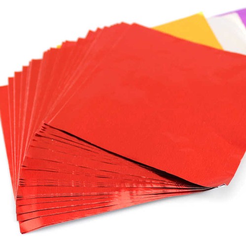 10x10cm Glossy Colorful Metallic Foil Paper Sheets - Gift Wrapping DIY Crafts - Picture 4 of 5