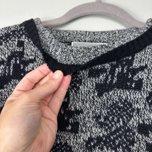 Vtg 90s Wool Blend Grandpa Sweater Mens Medium Grey Black Cosby Biggie Casual - Picture 4 of 9