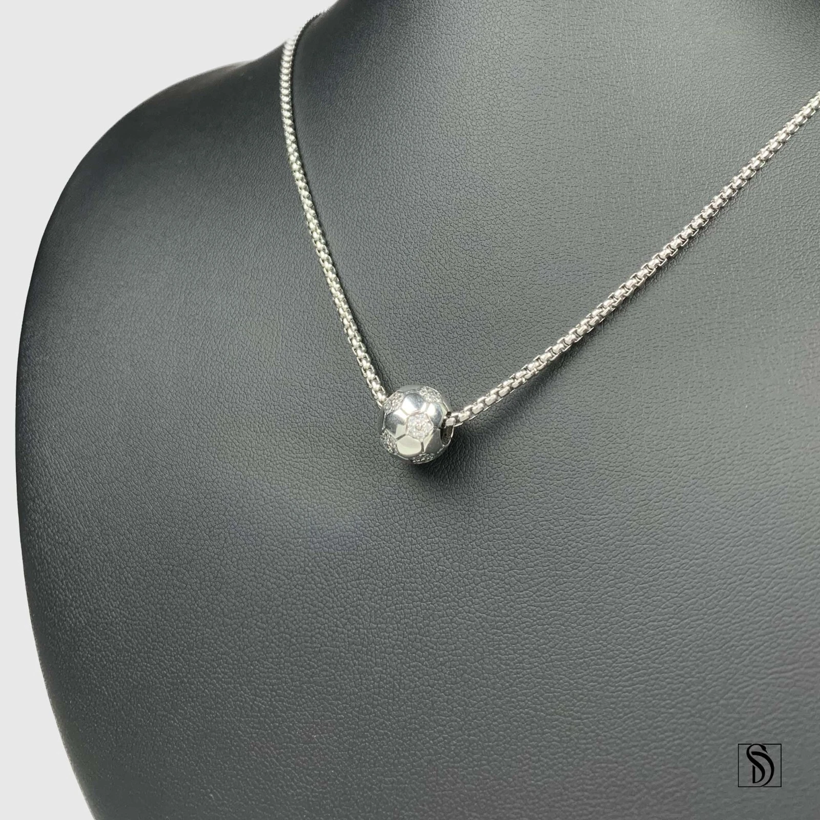 Collier pierre précieuse charme ballon de football premium argent sterling cadeau football