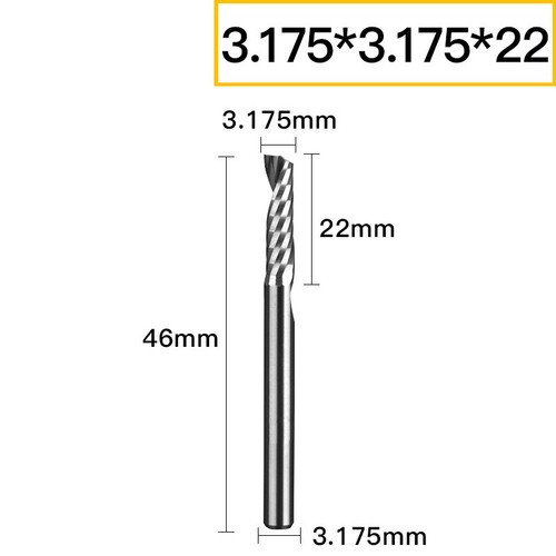 VHM Schaftfräser 1 Flöte Einzahnfräser CNC-Fräser 3.175mm Schaft Für PVC/Acryl - Bild 38 von 41