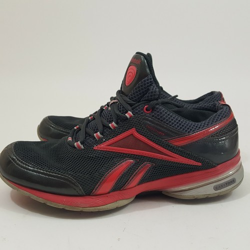 Reebok Womens Easy Tone Athletic Walking Sneakers Shoes 8 Grey Charcoal Pink - Picture 2 of 12