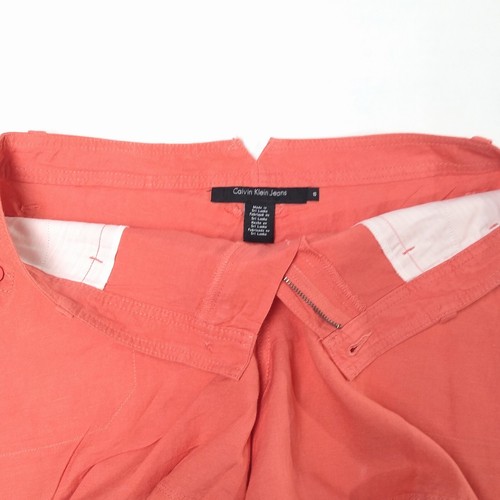 Calvin Klein Shorts 10 X 4.50" Linen High Rise Coral in Color Button Pockets NWT - Picture 7 of 9