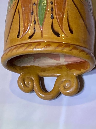 Vintage Greg Shooner handgefertigte Rotguss Keramik Tulpen-Design Wandvase um 2003 - Bild 5 von 6