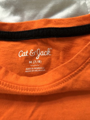 Kids Cat & Jack-- Girl's Witch Hat Orange Halloween TShirt- Size M (7/8) - Picture 2 of 3