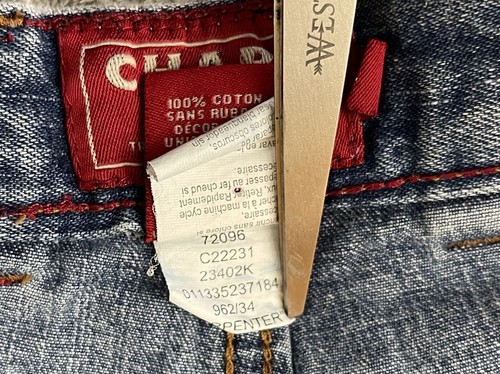 MENS CHAPS 34” WAIST 9” INSEAM MEDIUM BLUE 100% COTTON CARPENTER JEAN SHORTS - Picture 11 of 12