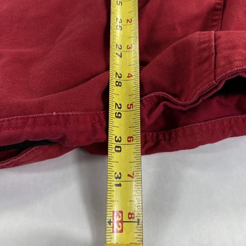 Vintage 90s Marlboro Chore Coat Red Canvas Men's Size Large Barn Jacket Leather - Picture 11 of 12