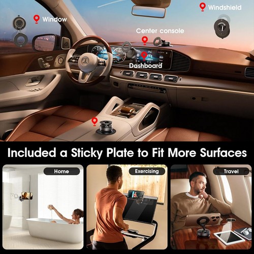 360° Adjustable Magnetic Vacuum Suction Cup Car Phone Holder Mount for MagSafe - Zdjęcie 10 z 17