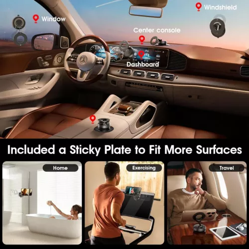 Supporto supporto telefono auto ventosa magnetica regolabile 360° per MagSafe - Foto 10 di 16