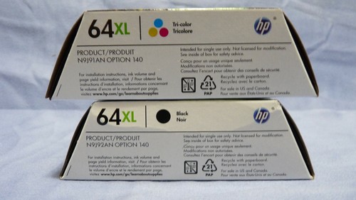 Oryginalne wkłady atramentowe HP 64XL Black & 64XL Tri-Color Nowe w pudełku detalicznym 11/2026 - Zdjęcie 5 z 5