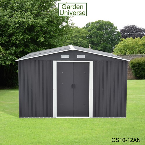 Garden Shed Metal Storage Grey Garden Universe 10'x12' Inc Base Frame GS10-12AN - Picture 4 of 15