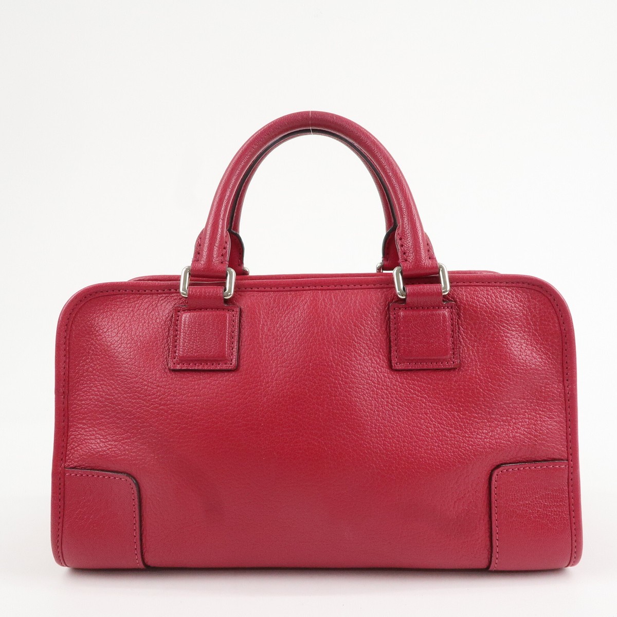 Auth LOEWE Anagram Amazona 28 Hand Bag Pink Silver Leather