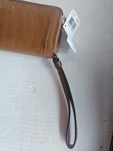 COACH Women's British Tan Pebble Leather Accordion Zip Around Wallet Clutch - Picture 3 of 9