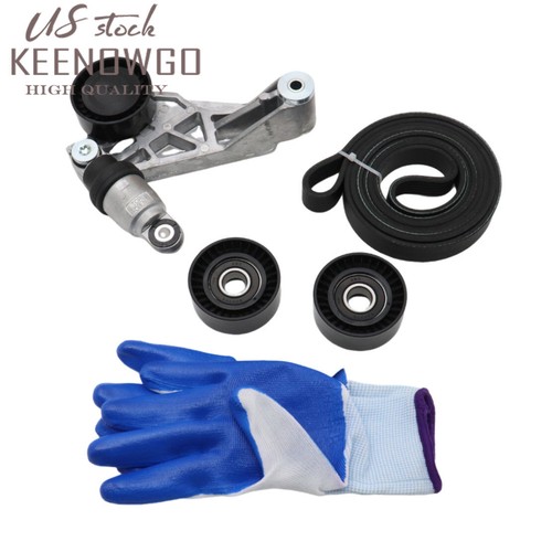 Drive Belt Kit with Tensioner & Idler Pulleys Fits JEEP Wrangler JK 3.6L 2012-18 - Picture 2 of 10