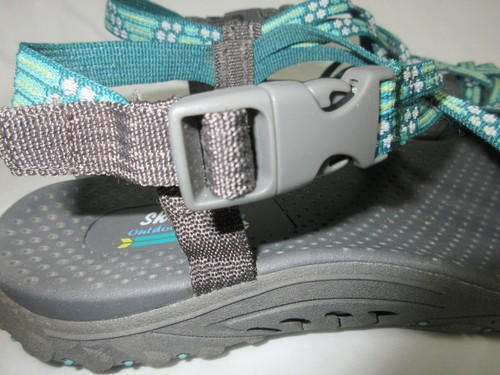 Skechers Women’s Sandals Reggae Cup Sz 9/39 Open Toe Comfort Stretch Green Print - Picture 5 of 9