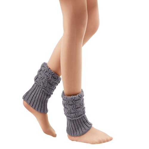 Women's Solid Cable Knit Leg Warmers Ribbed Knitted Crochet Winter Boot Socks - Bild 37 von 54