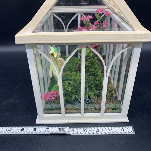 VTG Hand Made DIY Faux Terrarium Fairy Garden Glass Enclosure - 11"L 8"W - Picture 14 of 15