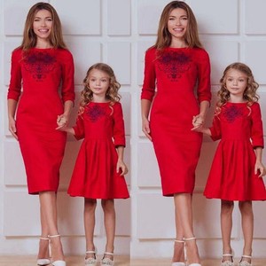 Mother And Daughter Lace Dress Matching Women Kid Girls Casual Family Clothes