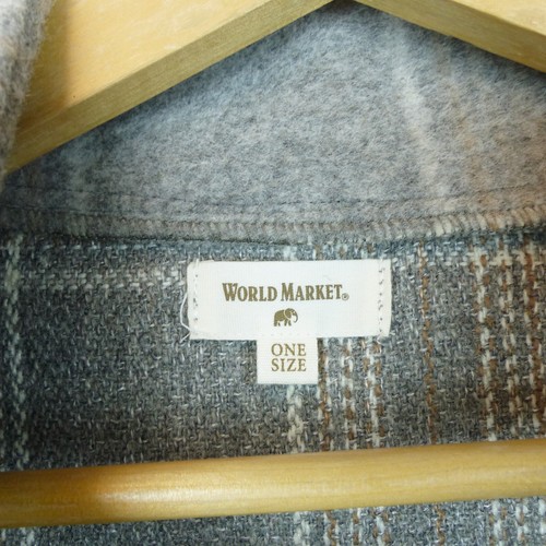 Poncho World Market Talla Única Cecil Gris Cepillado Escocés Embudo Cuello Salón Bolsillo - Imagen 10 de 15