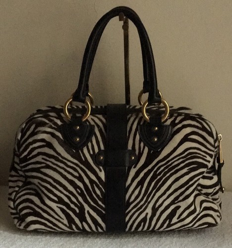 Marc Jacobs Black and White Fur & Black Calfskin Hobo Handbag (12" x 9") - Picture 6 of 12