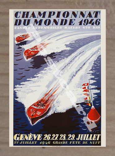 Historic Championnat du Monde 1946 Boat Racing Advertising Postcard