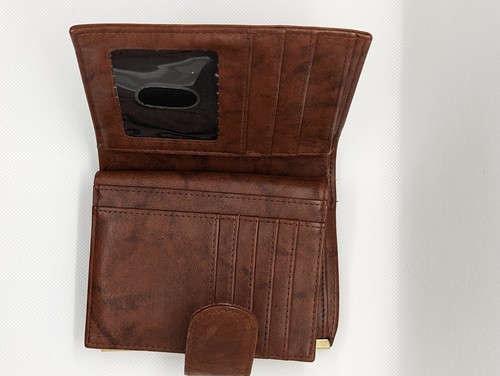 Leather Wallet With Gold Kiss Lock Coin. Burton - Picture 3 of 9