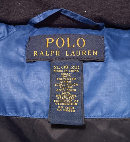 POLO RALPH LAUREN BOYS DOWN WARM COAT JACKET SIZE XL 18 / 20 BLUE - Picture 6 of 9