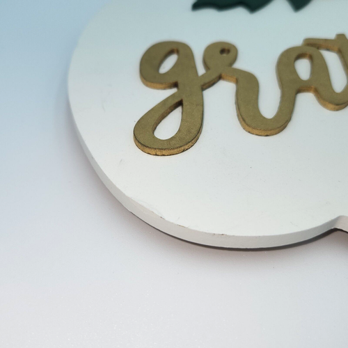 Insegna Decorazione Zucca Autunno Tavolo Bianco Autunno Country "Grateful" Supporto Legno - Foto 9 di 9