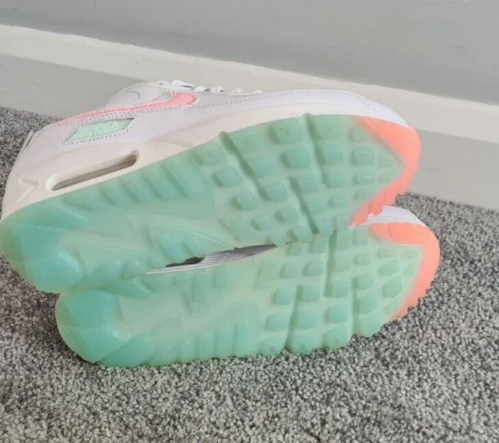 nike air max 90 trainers white arctic punch barely green