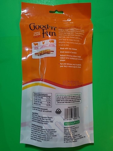 Good 'n' Fun Triple Flavor Chews Snack 7" for Large Dogs (4) Rolls EXP 2027 - Picture 6 of 6