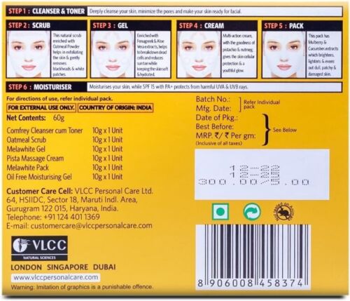 Vlcc Anti Tan Single Facial Kit, 60gm / Fades Tan and soften sun exposed skin - Picture 9 of 9