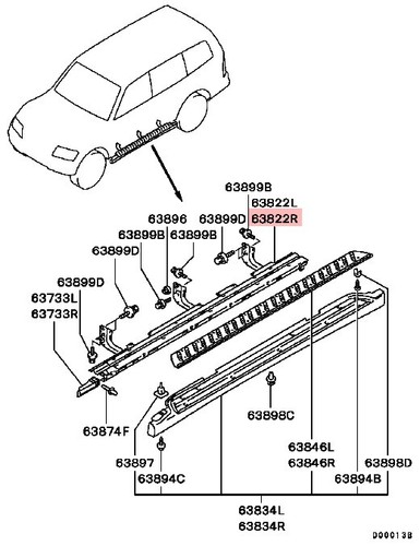 RIGHT SIDE STEP BRACKET FRAME FOR MITSUBISHI PAJERO SHOGUN V78W MK3 3.2 DiD - Picture 2 of 6