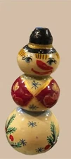 VINTAGE HANDPAINTED WOODEN PEG SNOWMAN ORNAMENT 2 1/2 inches
