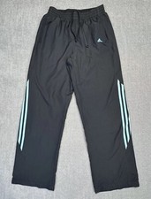 Adidas Track Pants Womens Medium 3 Stripe Teal Mesh Lined Running Joggers