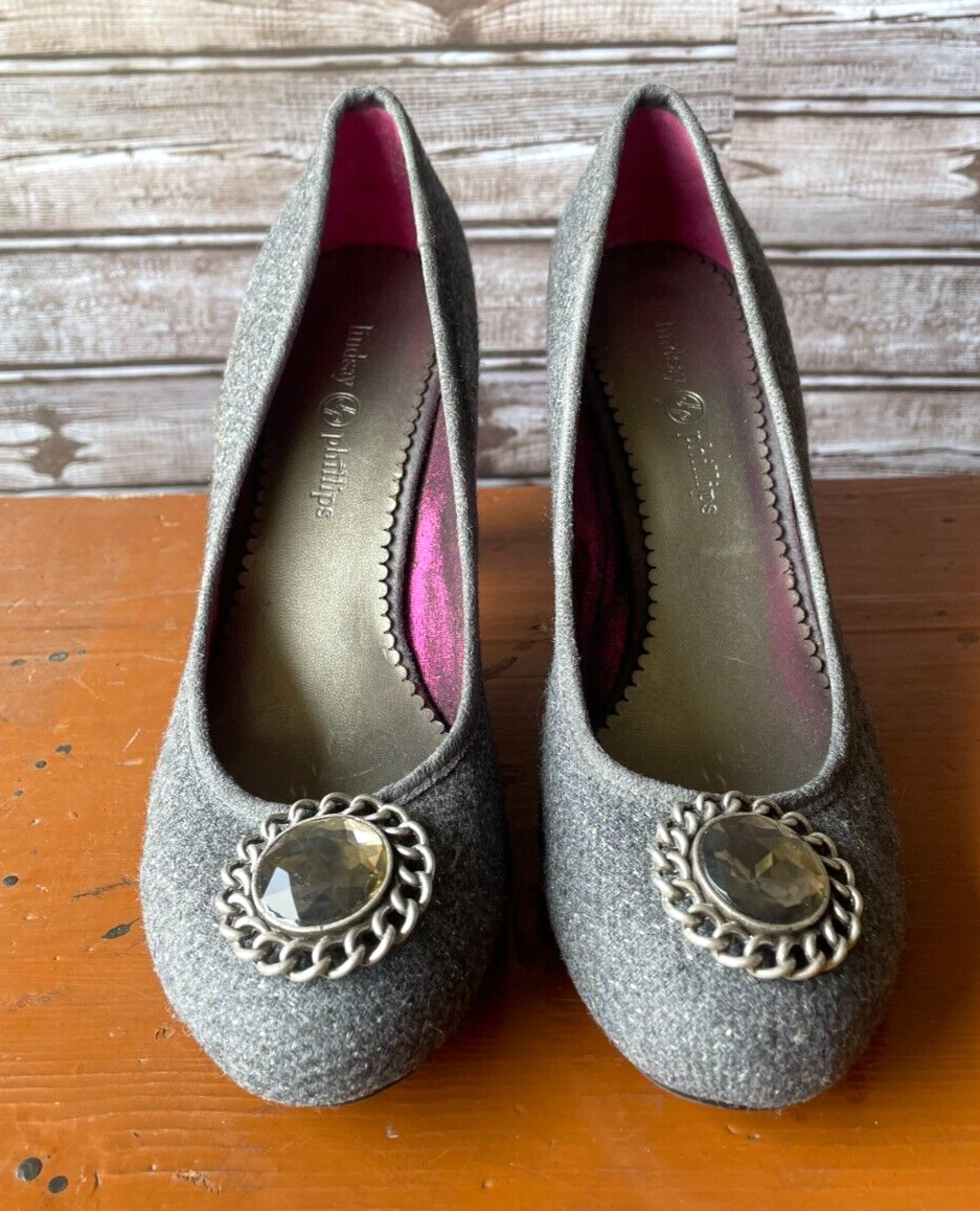 LINDSAY PHILLIPS Vintage Alex Tweed Gray Heels Sh… - image 4