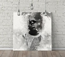 BIGGIE SMALLS 4 SQUARE CANVAS WALL ART FLOAT EFFECT/FRAME/POSTER PRINT- BLACK