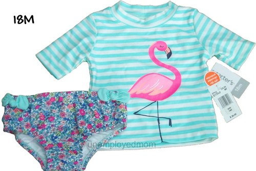 Rash Guard Swimsuit Rashguard Girls Swim Bathing Suit 2 Pc Shirt Bottoms Carters - Picture 17 of 19