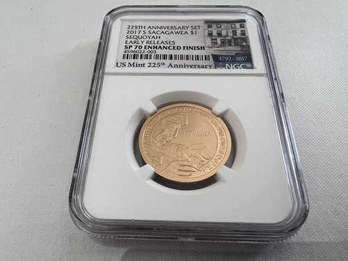 2017-S 225TH ANNIV. SACAGAWEA DOLLAR EARLY RELEASE NGC SP70 E.F."ANNIV. LABEL" - Picture 2 of 4