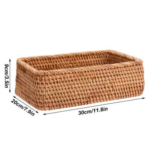 Rectangular Rattan Storage Basket Weaving Wicker Basket Bread Fruits Food Tray✅ - Picture 18 of 18