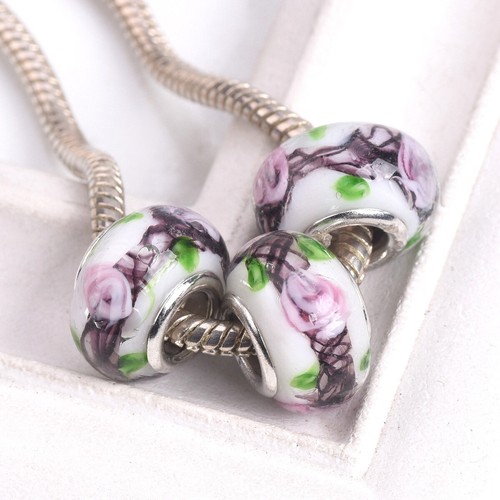 Pulsera con dije europeo hágalo usted mismo cuentas de gran agujero hechas a mano de vidrio murano 5 piezas - Imagen 78 de 87