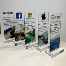 Custom Acrylic Trophy - Engraved Award Plaque for Employee or Company Anniversar