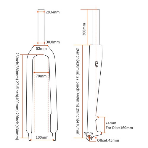 26 /27.5/29 Inch Full Carbon Fiber MTB Bicycle Rigid Fork Straight/Tapared Tube - Picture 6 of 30