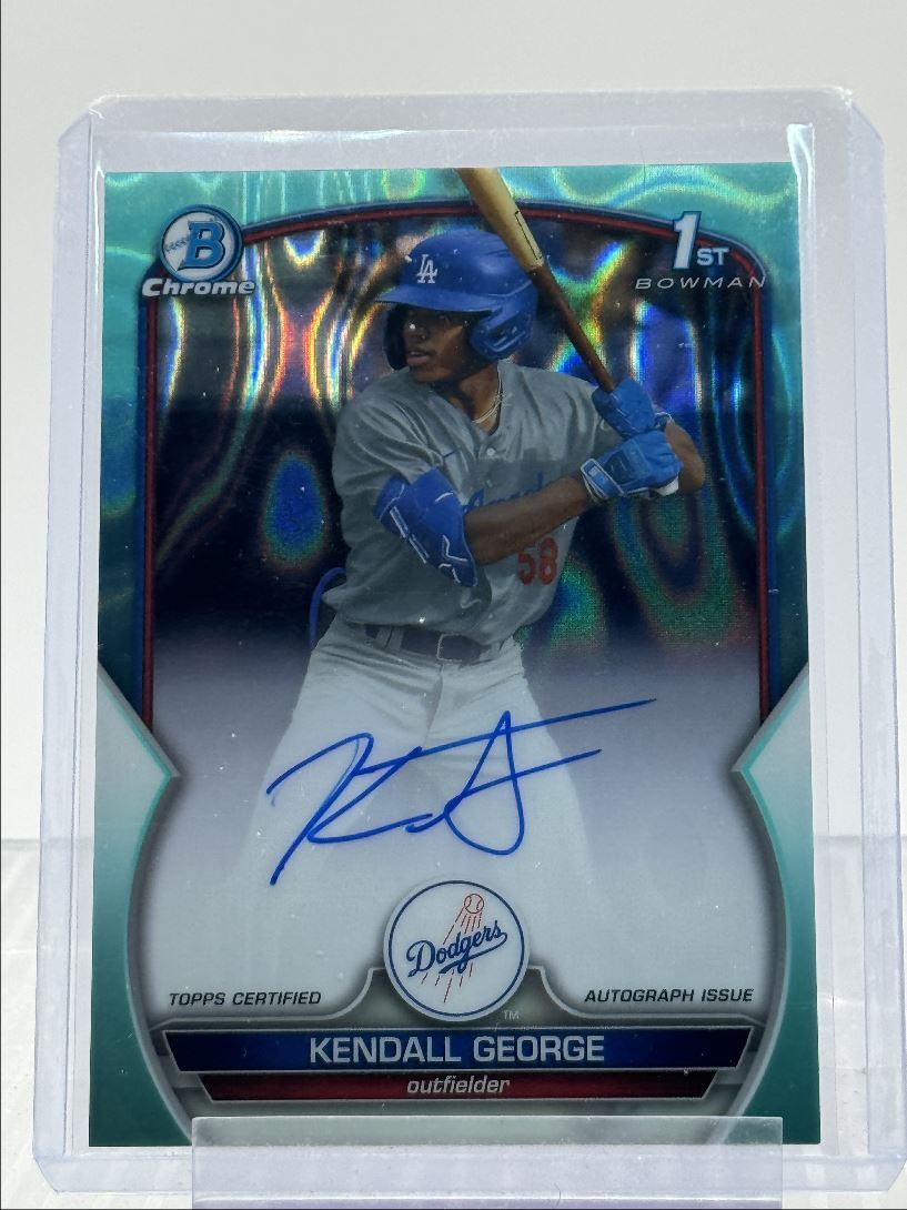 KENDALL GEORGE 2023 BOWMAN CHROME DRAFT 1ST AQUA LAVA AUTO /199 Q0208