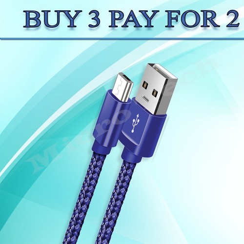 Long Micro USB Cable Braided Charger Lead For Phone Tablet 1m 2m 3m - Picture 11 of 15