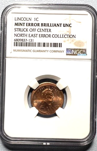1999 Lincoln Cent Mint Error Struck Off Center - North East Error Collection NGC