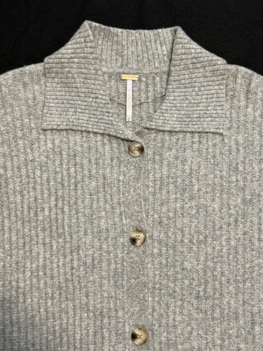 FREE PEOPLE Emmy Oversize Sweater Cardigan Small Sandstorm Heather Gray NWT $198 - Picture 5 of 19