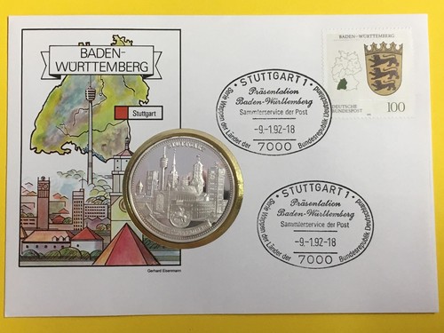 Lettere Numismatiche Paesi Tedeschi con medaglia argentata, selezione (NU - Foto 6 di 14
